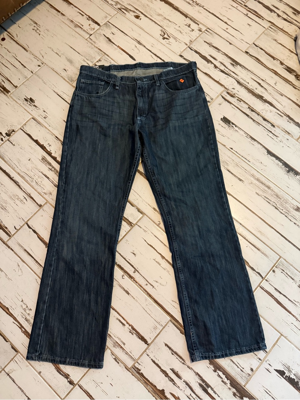 Men's Wrangler 20X 42 Vintage Bootcut Jeans in Dark Indigo 36x32 FR Work jeans - Picture 1 of 3
